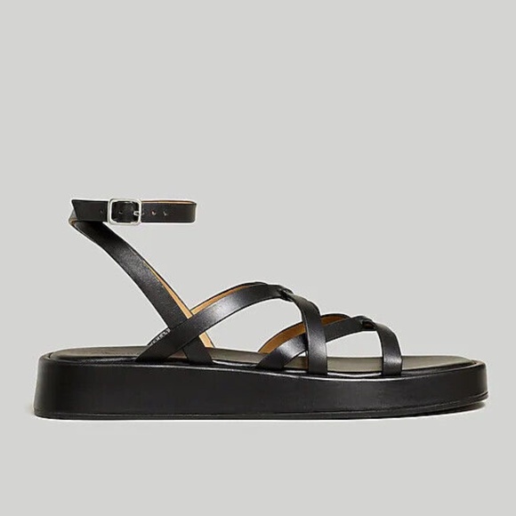 MADEWELL Size 9 The Sabina Flatform Sandal in True Black Leather $118 NP287 - Picture 2 of 9